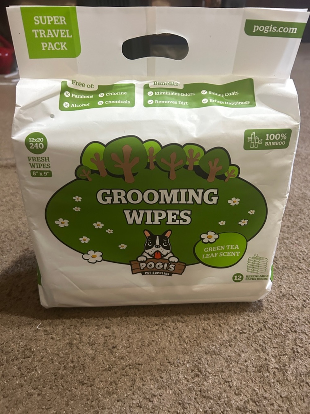 Pogis Grooming Wipes for Men — Green (Green Tea Leaf Scent)